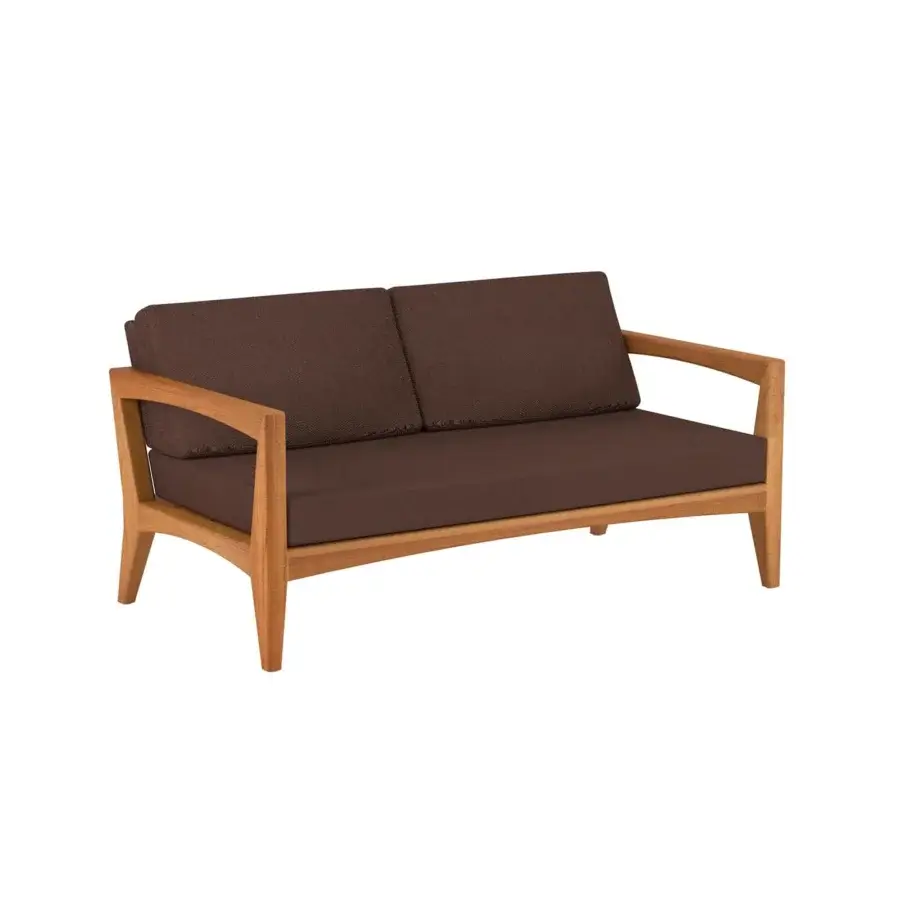 Superior Royal Botania Zenhit sofa with teak wood structure and dark brown fabric upholstery