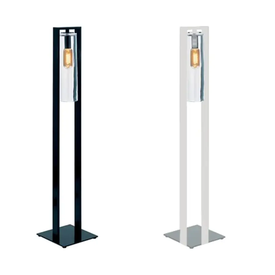 Distinguished Royal Botania Dome floor lamp with a black powder coated aluminum frame and clear glass shade crafted with a decorative LED filament bulb
