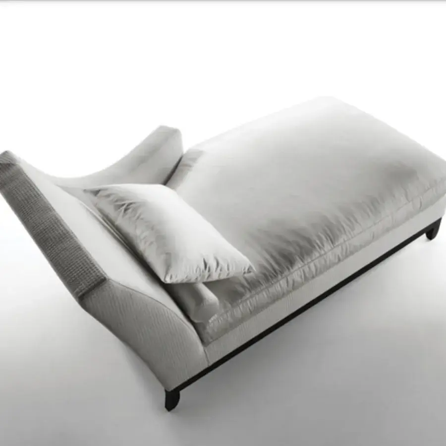 Distinguished Bellavista Josephine chaise lounge crafted with light gray textile upholstery and a solid ashwood base with cushions