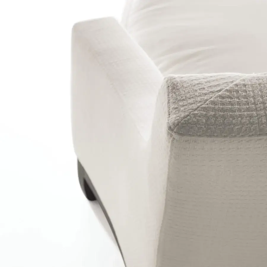 Superior Bellavista Josephine chaise lounge upholstered in light textured fabric with a solid ashwood base and gray textile accents