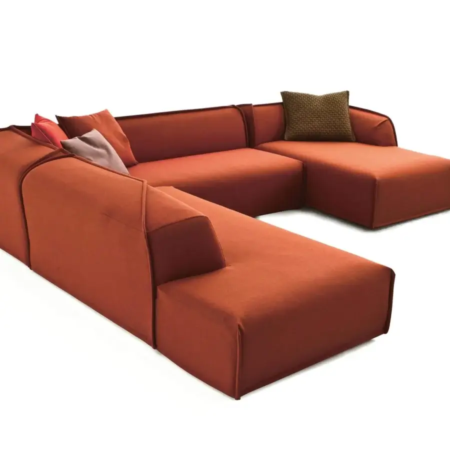 Captivating Moroso M.a.s.s.a.s sectional built with wooden structure and reddish-brown textile upholstery with a matte finish