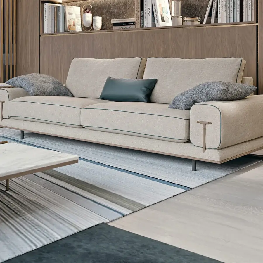 Distinguished Turri Blues coffee table with bronzed glass upper and golden tubular metal frame