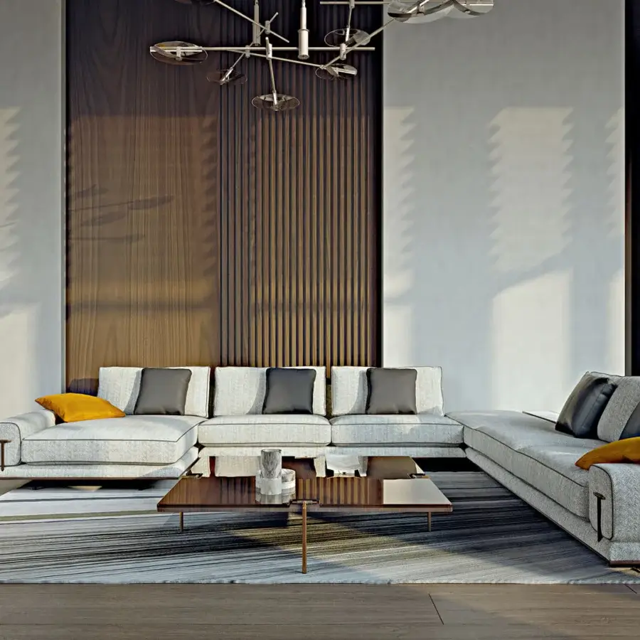 Elegant Turri Blues coffee table crafted with tubular metal and wood, exhibiting a glossy dark brown upper surface