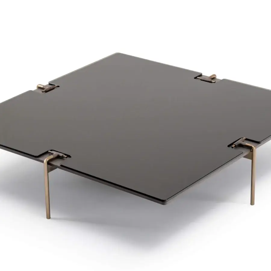 Elegant Turri Blues coffee table with bronzed glass upper and tubular metal legs crafted in Italy