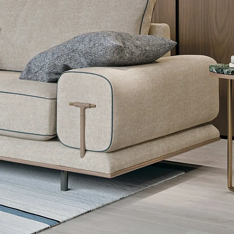 Captivating Turri Blues side table with green and white mottled marble top and golden metal frame