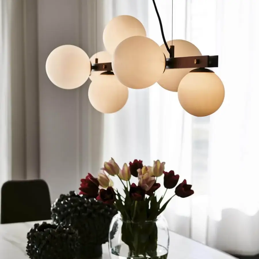 Exceptional Cattelan Italia Planeta suspension lamp with satin white glass diffusers and a burnished steel frame crafted in Italy