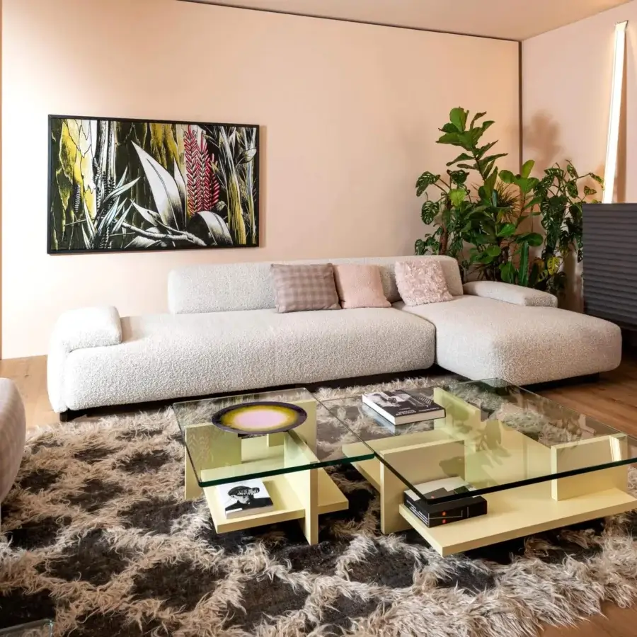 Superior Moroso Loveland sectional with ash wood feet, plush upholstery and smooth cold injected polyurethane armrests crafted in Italy