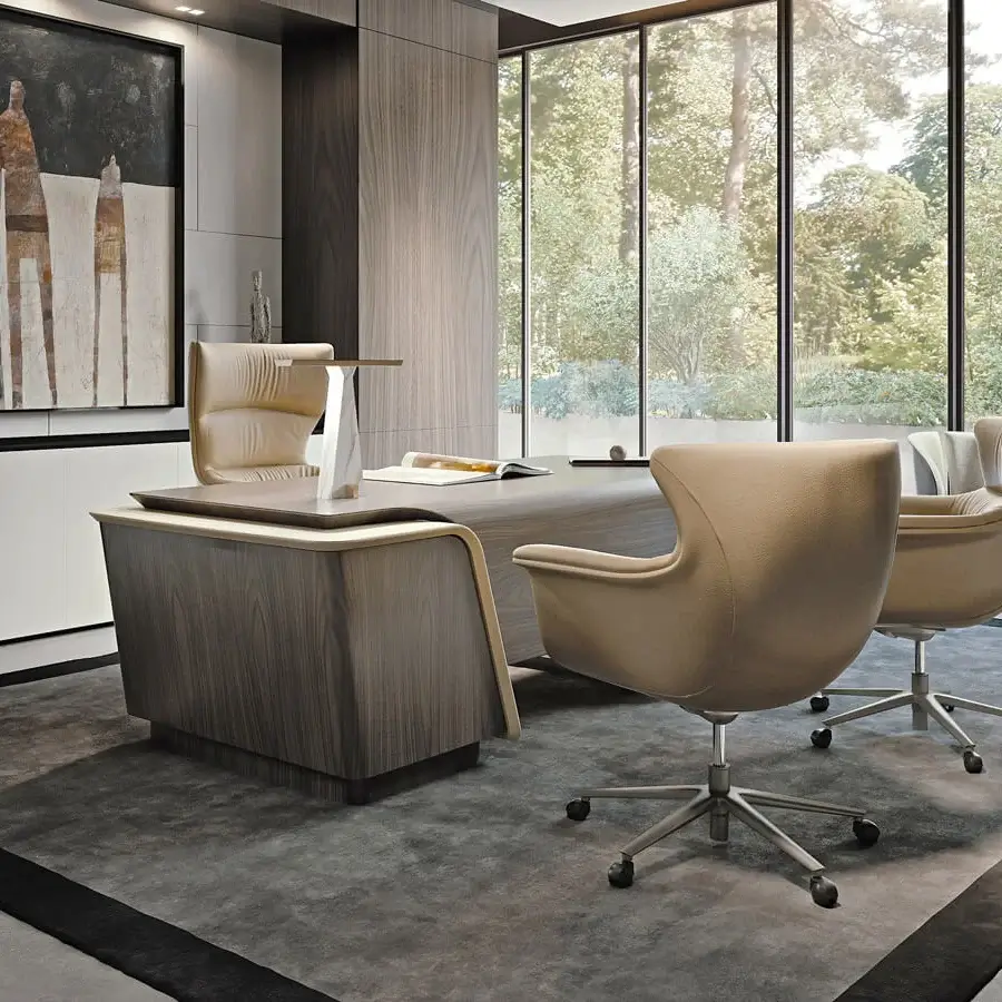 Exceptional Turri Blues desk crafted from walnut wood with a matte finish and marble-like column
