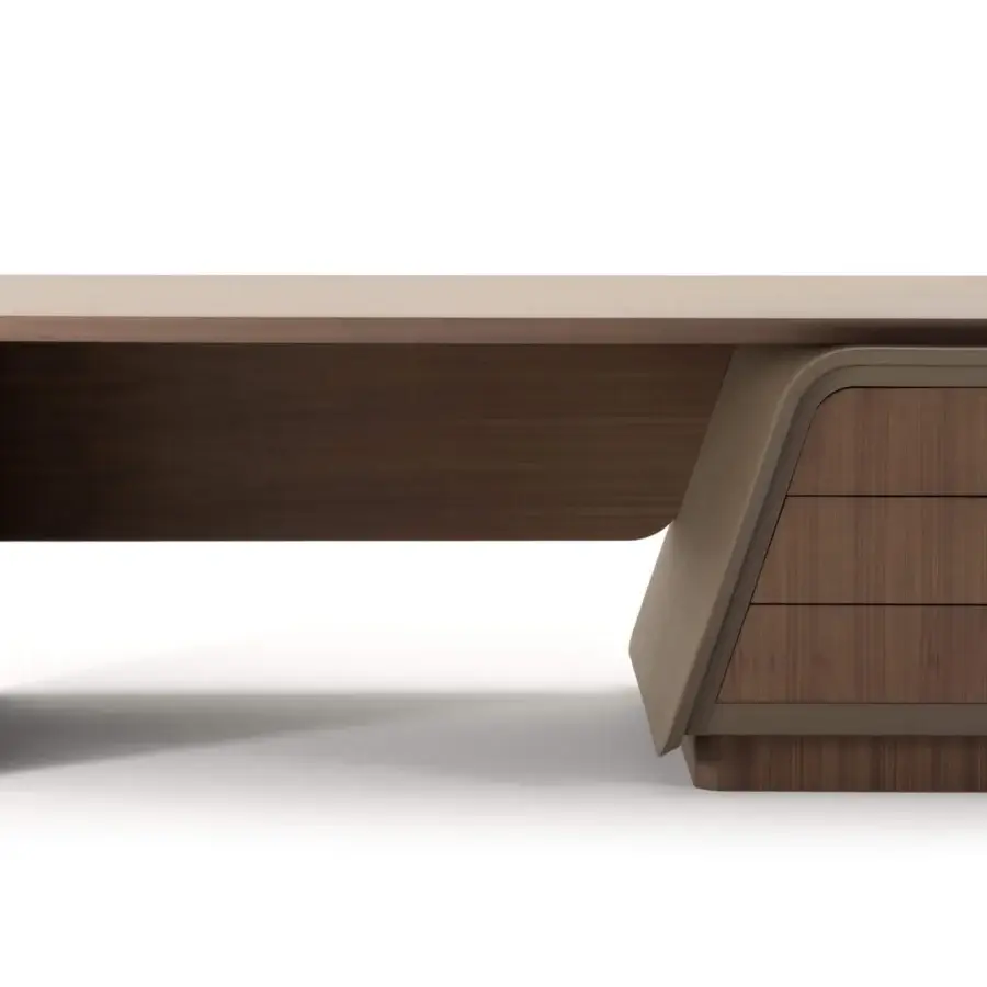 Superior Turri Blues desk crafted in walnut wood with a chromatic contrast between light and darker brown tones