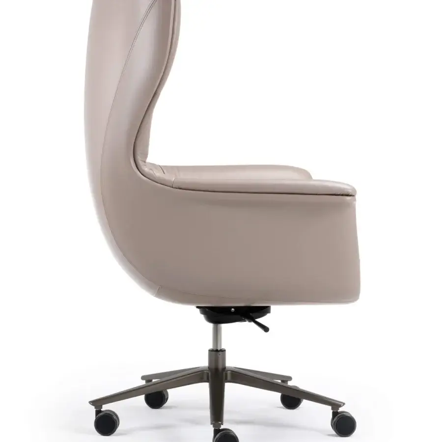 Distinguished Turri Blues armchair with ergonomic seat upholstered in smooth matte muted beige Italian leather or fabric and height-adjustable swivel base