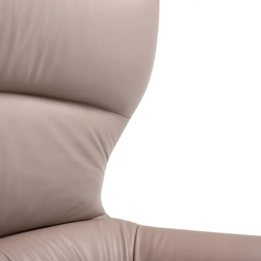 Superior Turri Blues armchair with enveloping high-back crafted in supple light beige Italian leather and height-adjustable swivel base