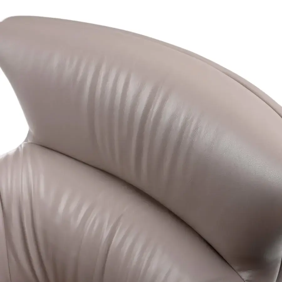 Lavish Turri Blues armchair with ergonomic high-back seat upholstered in light grayish-taupe Italian leather with matte finish