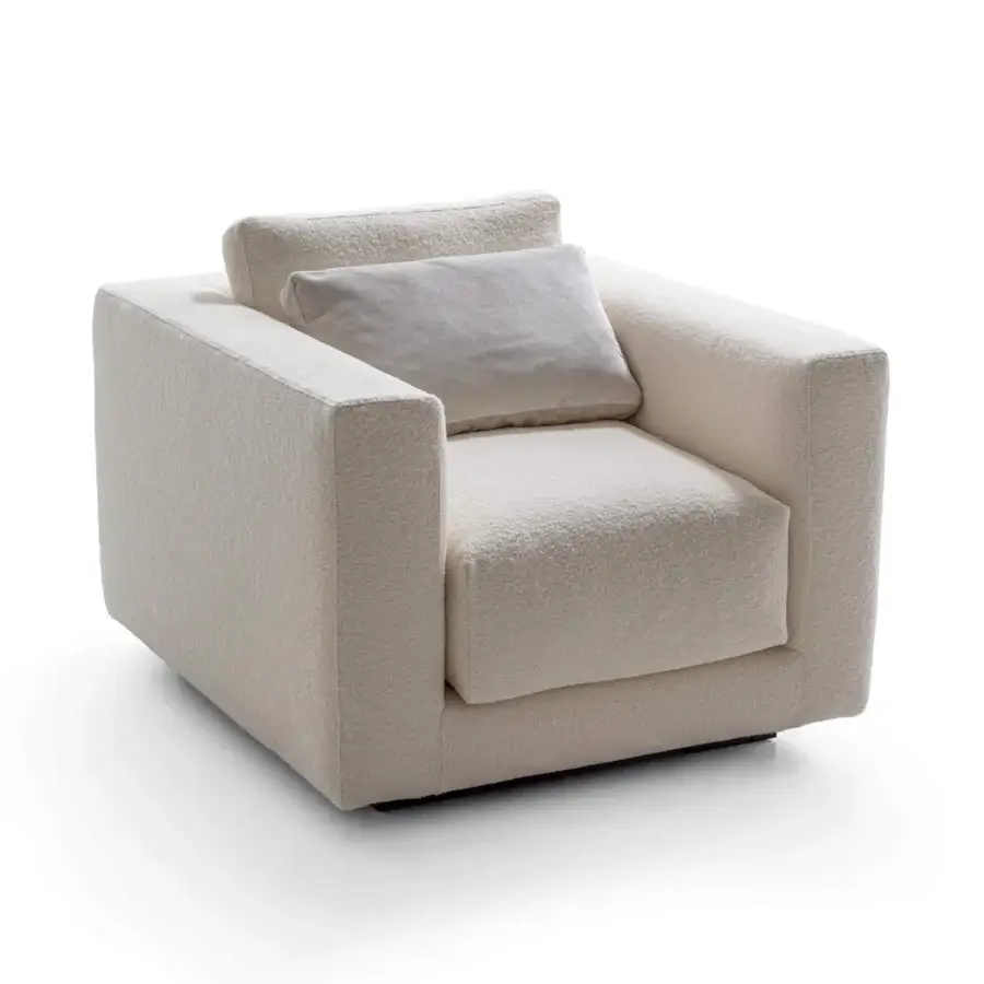 Distinguished Moroso Salon Nanà lounge chair with textured off-white upholstery and solid beech feet crafted for balanced aesthetics