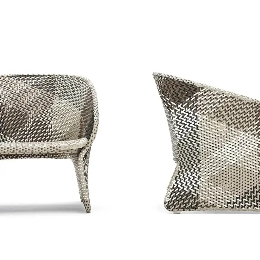 Exceptional Varaschin Maat lounge chair built with hand-woven synthetic fiber and a powder-coated aluminum frame