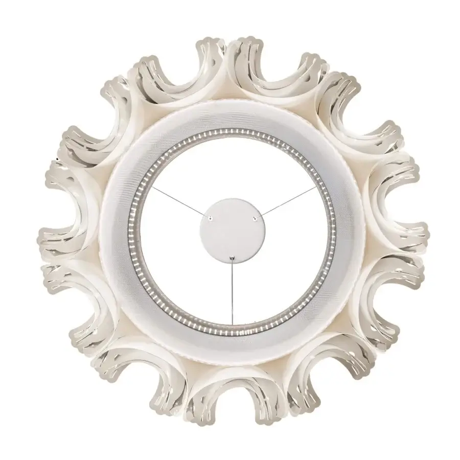 Exceptional Slamp Fiordlys suspension lamp in layered circular form crafted from glossy white Opalflex® with integrated lighting
