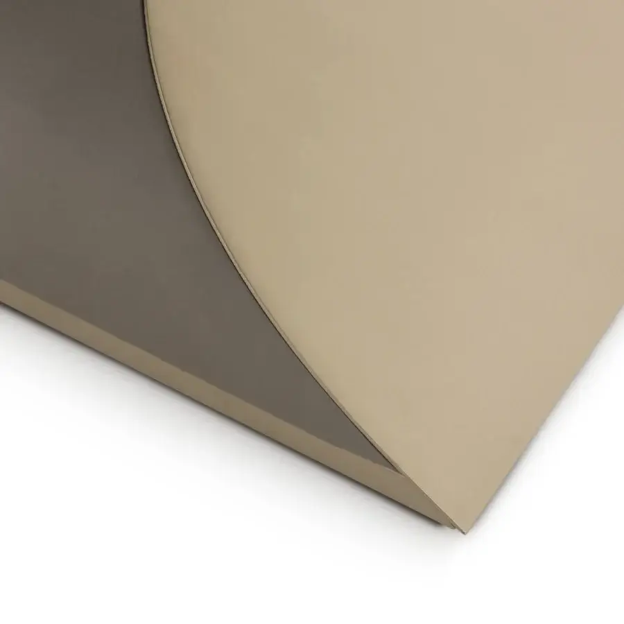 Captivating Turri Soul table exhibits a serpentine leather base abruptly cut with a matte light beige top