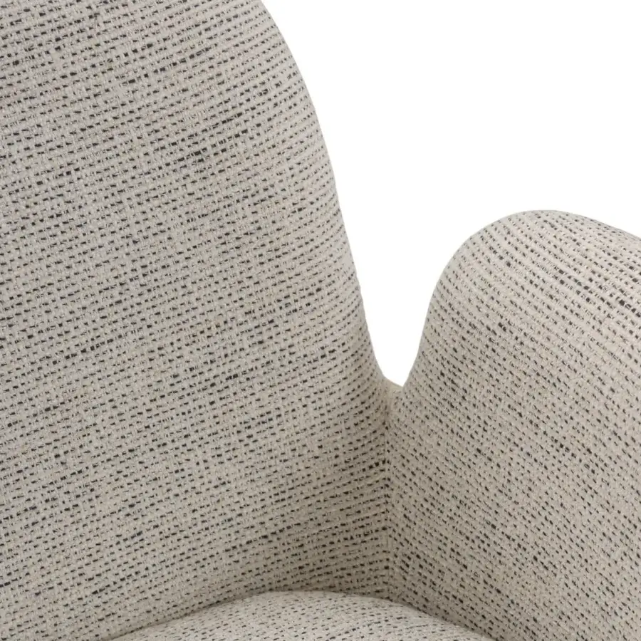 Exclusive Turri Soul armchair with enveloping comfort upholstered in woven light beige fabric with walnut wood legs