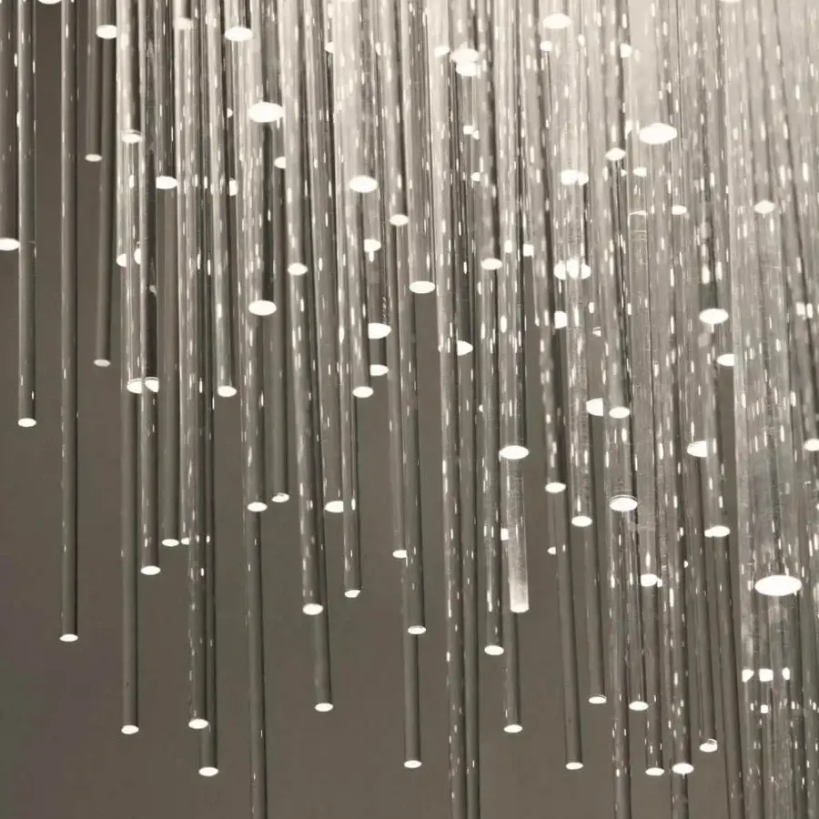 Distinguished Terzani Iceberg suspension lamp with over 3600 handcrafted clear plexiglass tubes and glossy finish