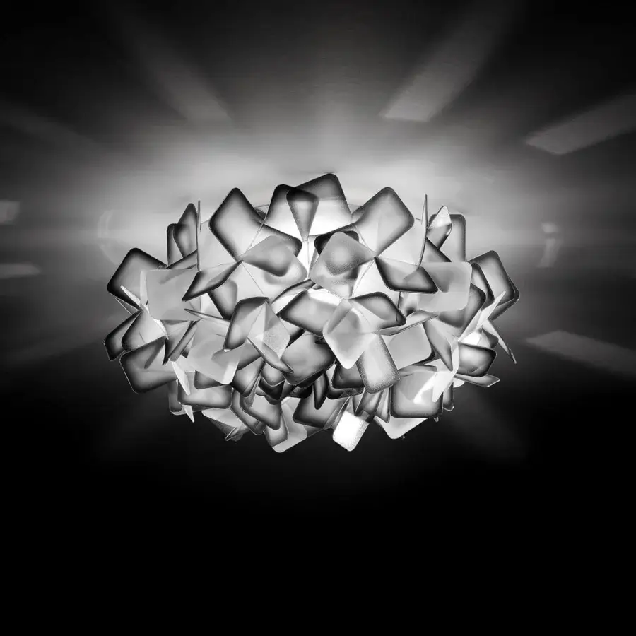 Distinctive Slamp Clizia ceiling lamp in matte white, built with interlocking Opalflex® squares for diffused light