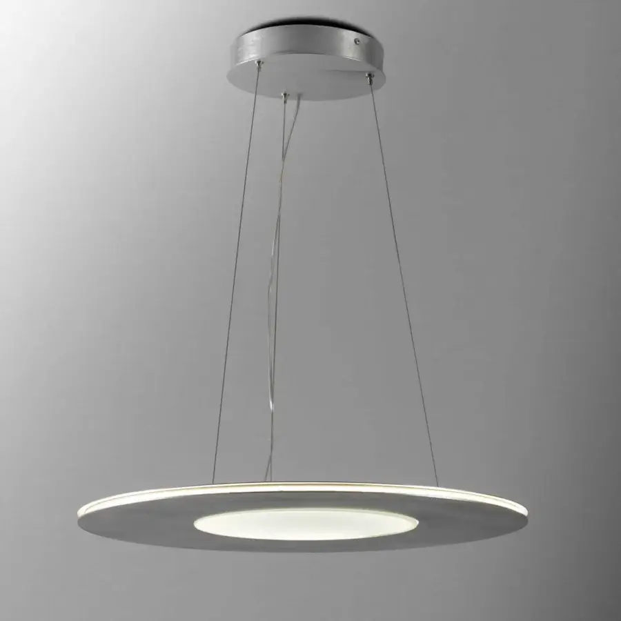Captivating Stillux Avalon suspension lamp with a circular steel structure and satin glass element in grey