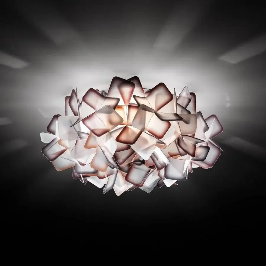 Distinguished Slamp Clizia ceiling/wall lamp with flower-like form crafted from white and reddish-brown gradient Opalflex®