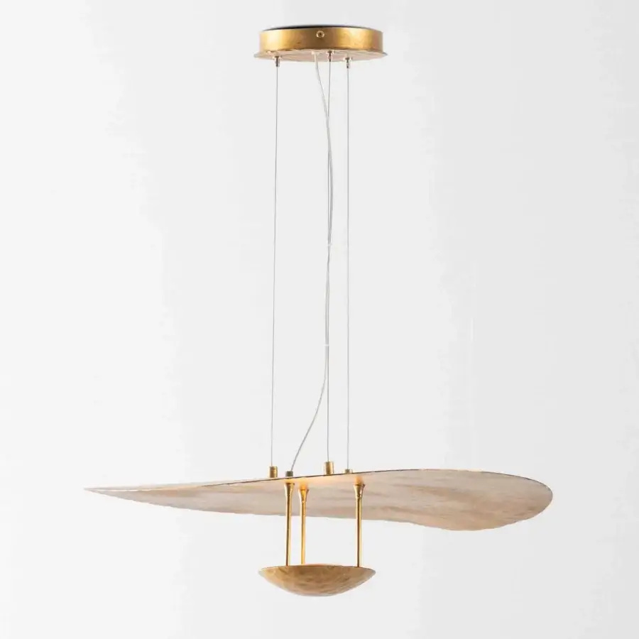 Exceptional Stillux Cloud suspension lamp crafted in steel with a hammered finish and abstract disc shapes