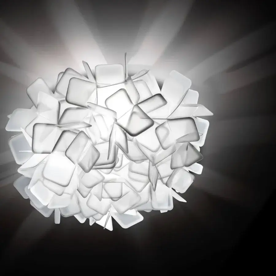 Exclusive Slamp Clizia ceiling/wall lamp in translucent Opalflex® with frosted white interlocking squares