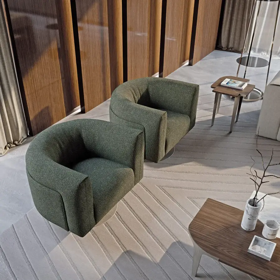 Superior Turri Soul coffee table with wood top and metal legs in matte brown finish