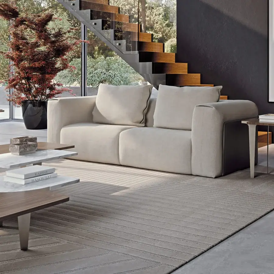 Distinguished Turri Soul coffee table crafted with wood, cool-toned marble and metallic legs in matte medium-toned brown finish