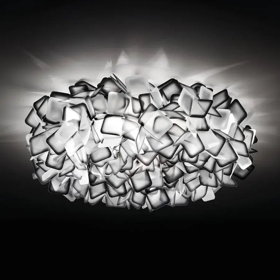 Exceptional Slamp Clizia ceiling/wall lamp in white Opalflex® with grey and black chromatic outlines