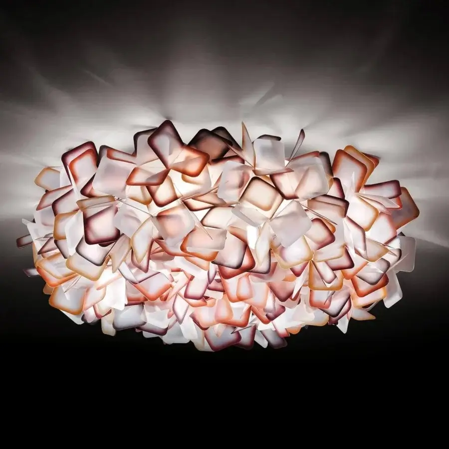 Superior Slamp Clizia ceiling/wall lamp with woven translucent white Opalflex® and warm orange-brown gradients