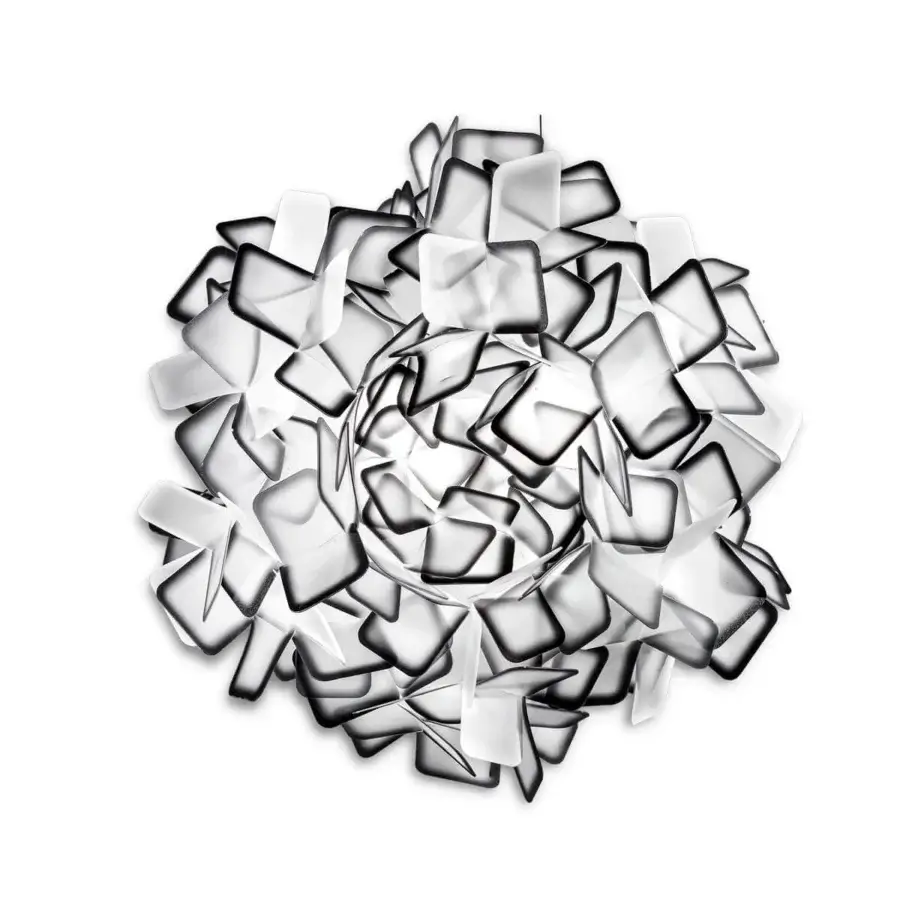 Elegant Slamp Clizia ceiling/wall lamp crafted in white Opalflex® with black gradient borders for a contemporary look