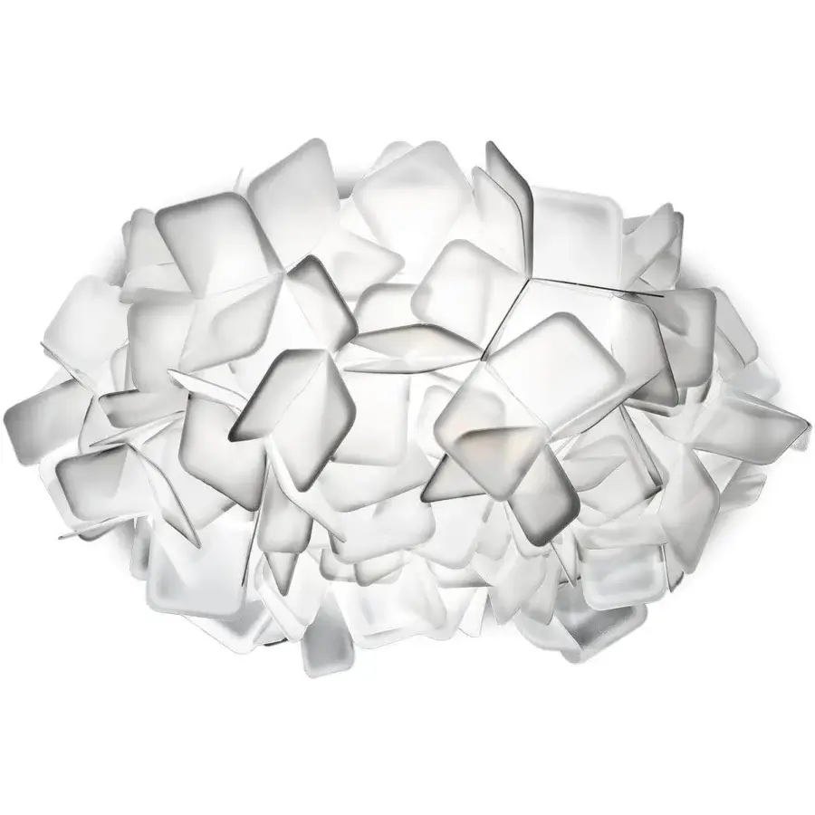 Superior Slamp Clizia ceiling/wall lamp in translucent white Opalflex® with an intricate interwoven design and smooth finish