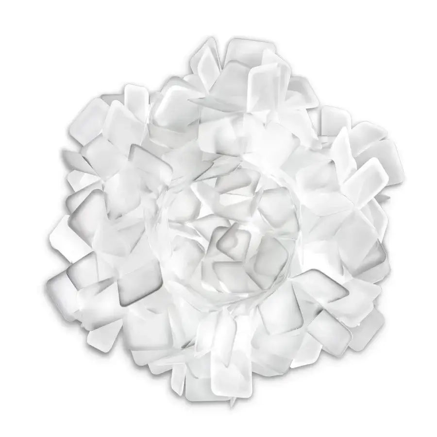 Distinguished Slamp Clizia ceiling/wall lamp crafted from interwoven squares of translucent white Opalflex® with a clean finish