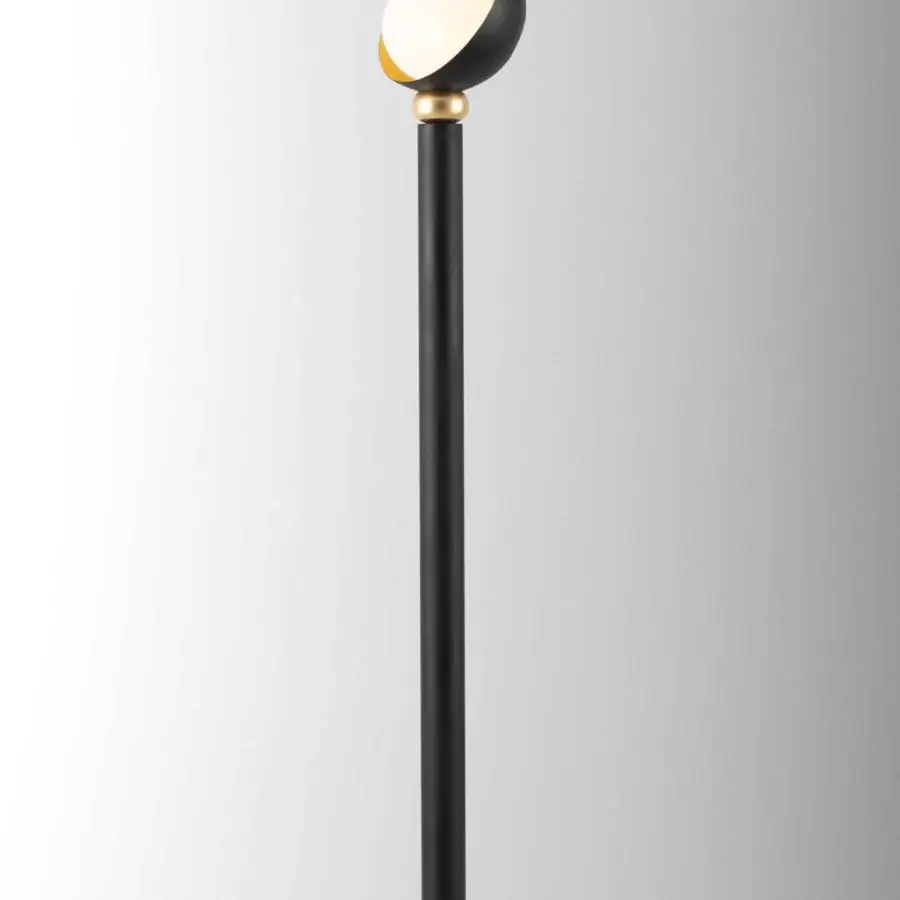 Exceptional Stillux Helo floor lamp with matte black metal and gold leaf interior within a spherical shade