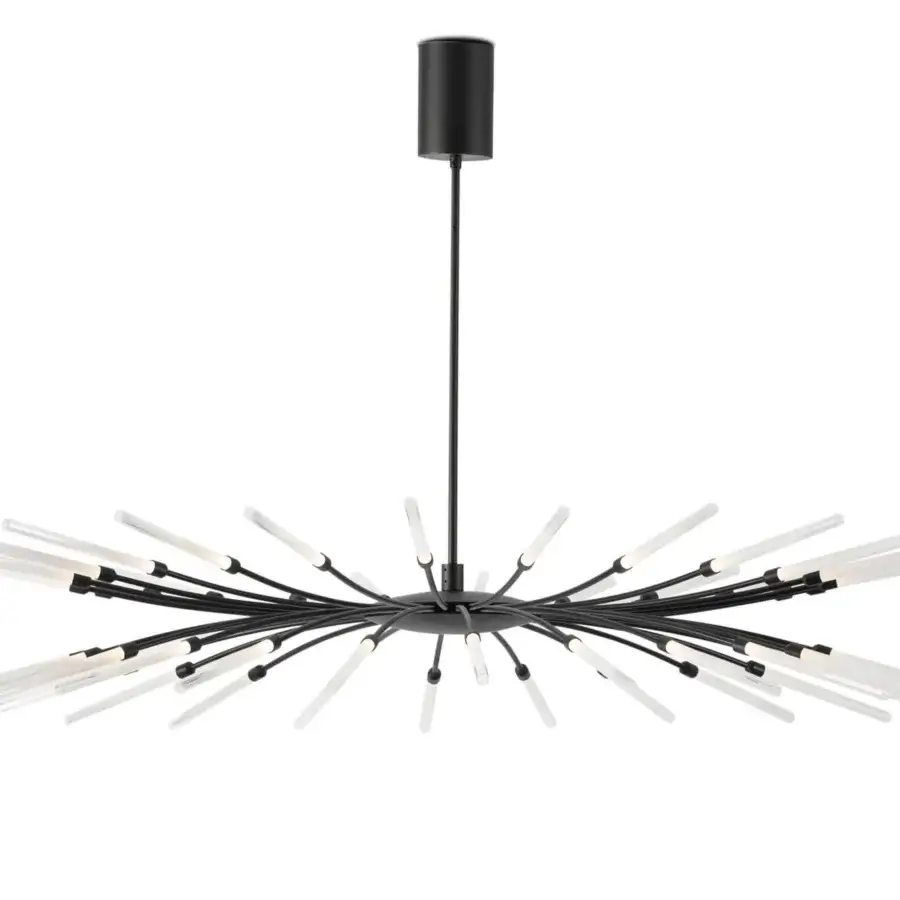 Distinguished Stillux Twig suspension lamp with gracefully arched arms and transparent frosted glass diffusers in matte black finish