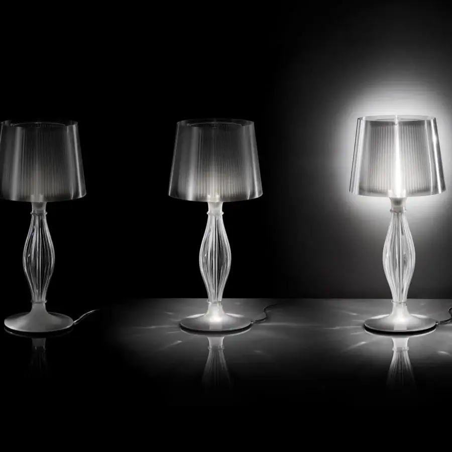 Captivating Slamp Liza table lamp with baroque silhouette crafted in translucent techno-polymer and Prisma finish