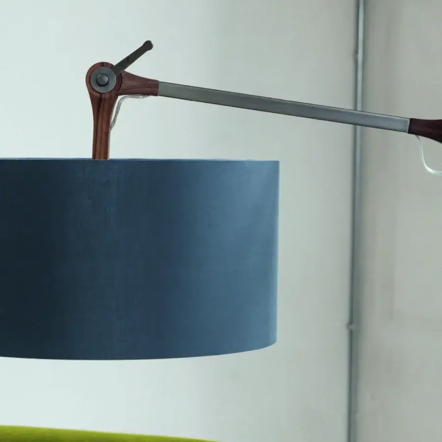 Superior Porada Gary floor lamp with grey cotton shade, bronzed brass frame and Carrara marble base
