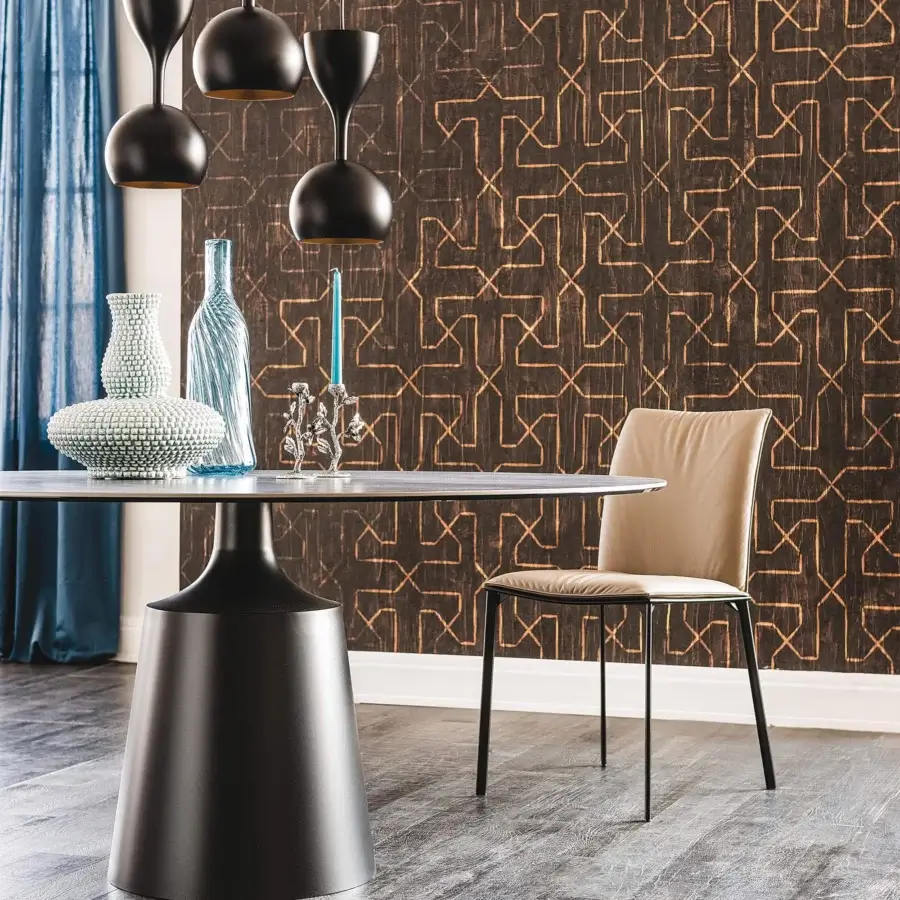 Distinguished Cattelan Italia Yoda table with Ardesia ceramic top and graphite embossed lacquered steel base