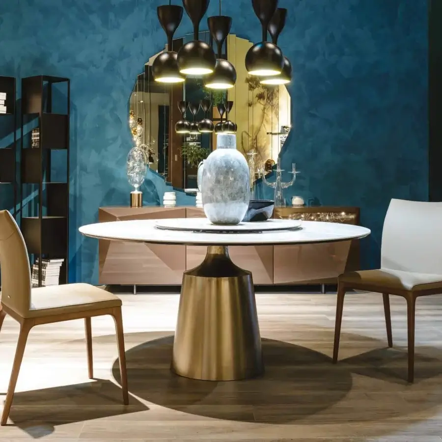 Superior Cattelan Italia Yoda table with alabastro ceramic top and satin titanium steel base crafted with a brushed finish