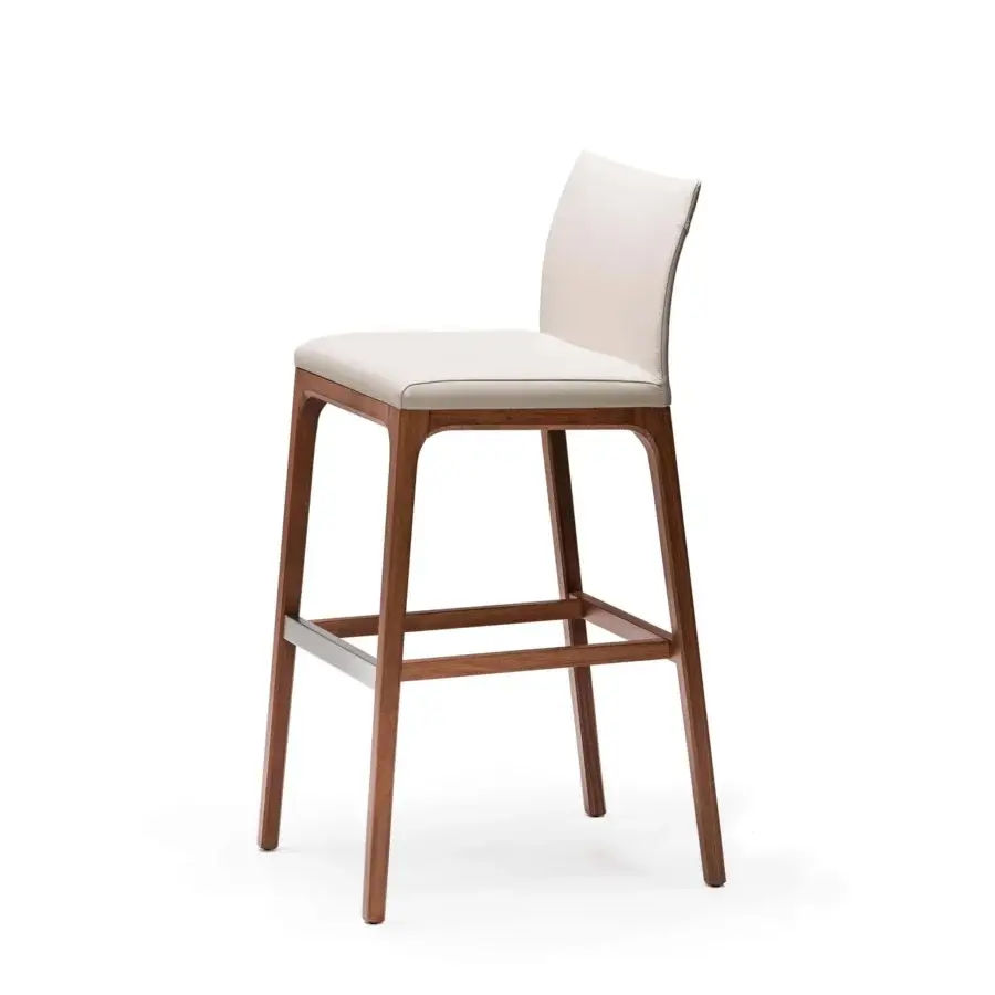 Sophisticated Cattelan Italia Arcadia stool in wengè-stained beech with a light-colored synthetic leather cover