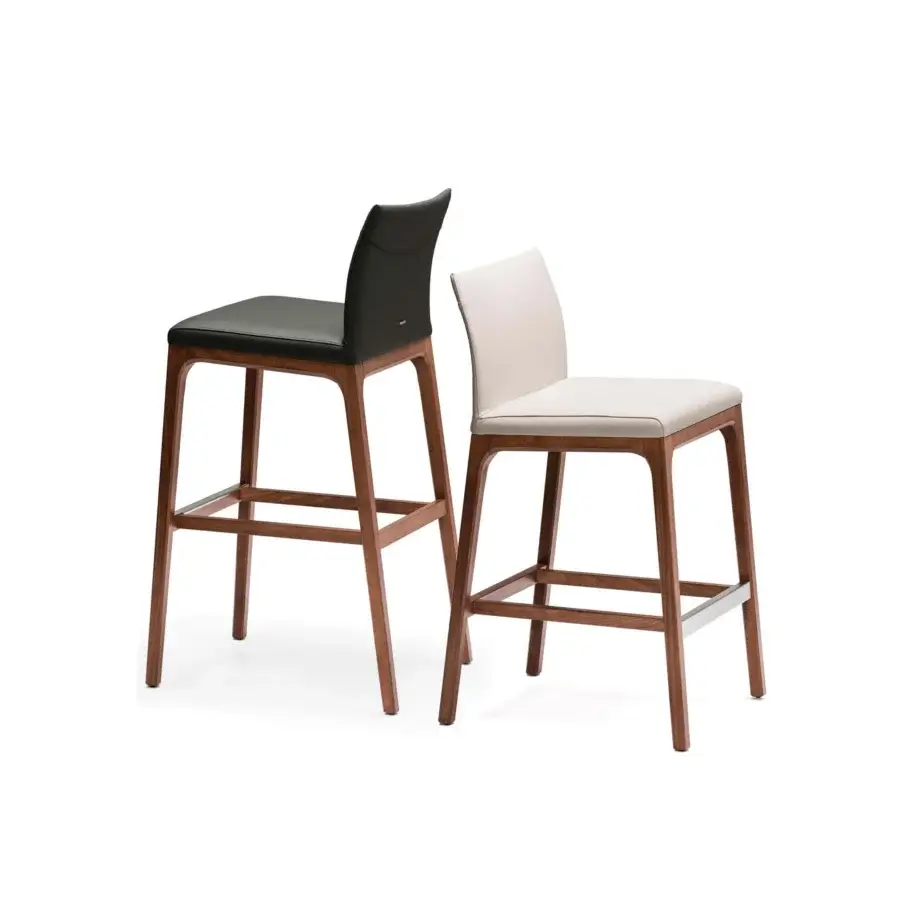 Elegant Cattelan Italia Arcadia stool in crisp white synthetic leather with black stained beech frame