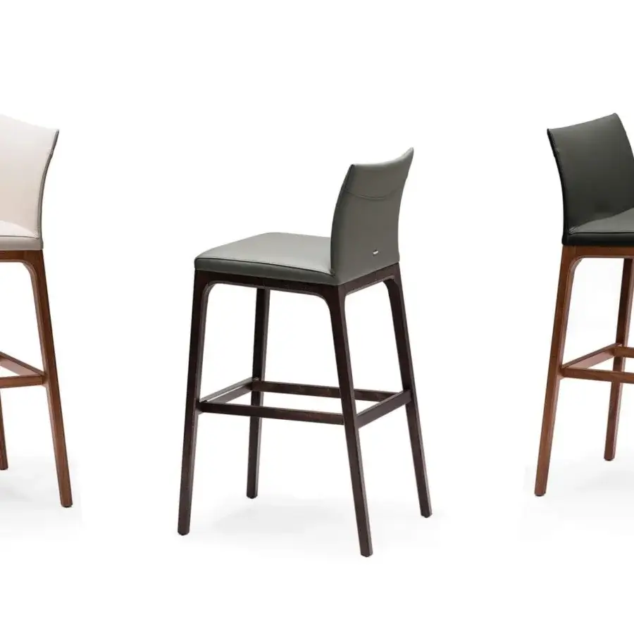 Superior Cattelan Italia Arcadia stool in smooth gray synthetic leather with matt white stained beech frame