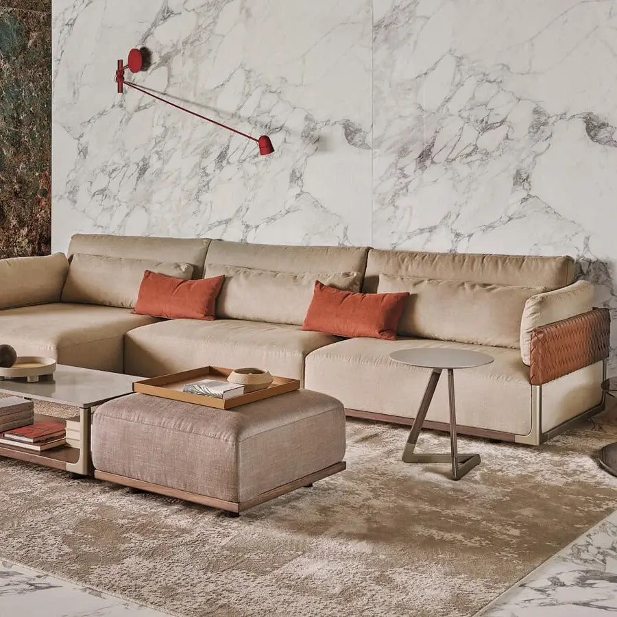 Exceptional Turri Drum coffee table crafted in Italy with cylindrical form and reflective wood or marble top