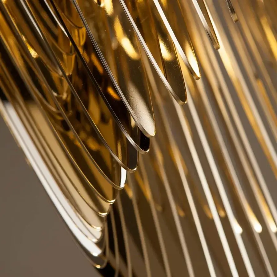 Distinguished Slamp Aria suspension lamp crafted from Cristalflex® covered in shining gold powder with a glossy sheen