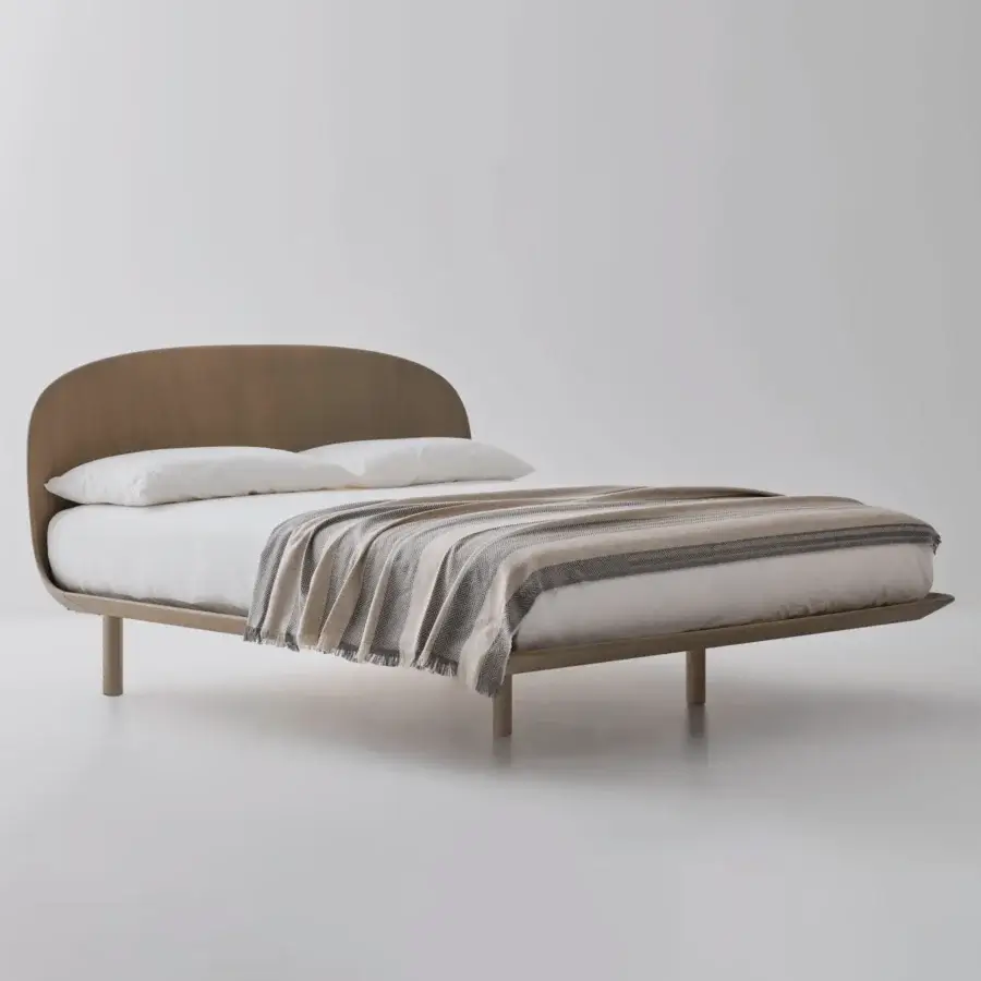 Meticulous Bolzan Letti Nest bed with curving lines of ash wood and smooth matte finish crafted for ultimate rest