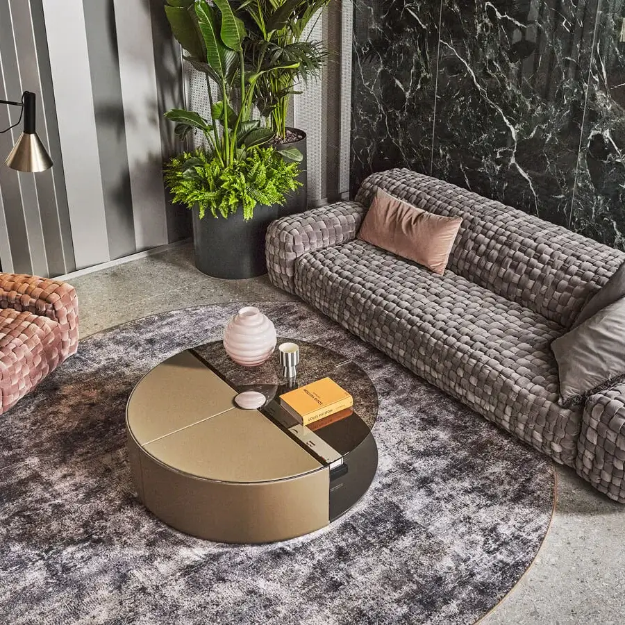 Distinguished Turri Azul lounge chair with pink velvet macro weave and meticulous handcrafted construction