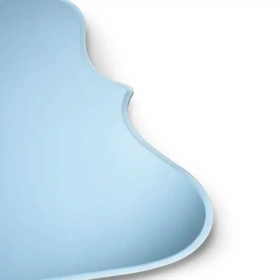 Exceptional Turri Azul mirror crafted with beveled surface in soft blue and smooth matte finish