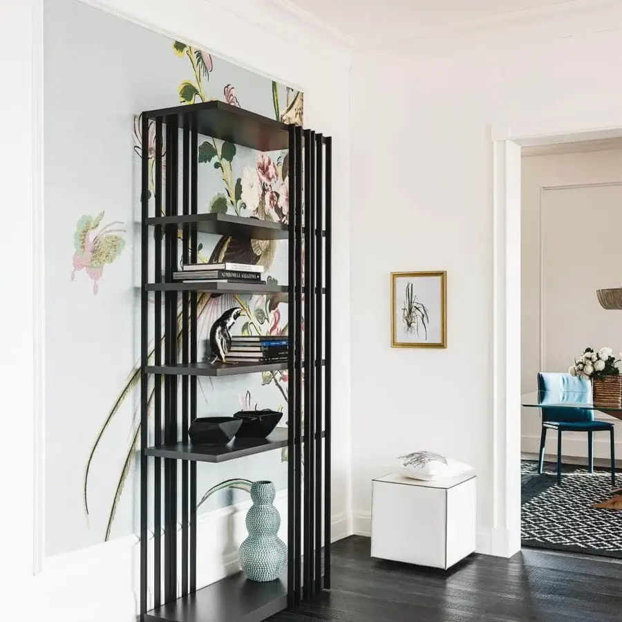 Superior Cattelan Italia Arsenal bookcase with a graphite embossed lacquered steel frame and Burned Oak shelves