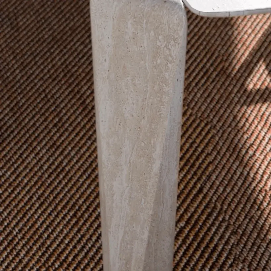 Captivating CPRN Homood Victor table with light beige marble and textured matte finish creating geometric curves
